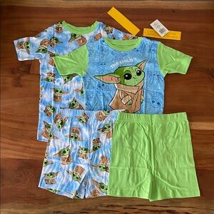 Star Wars Boys pajama sets x 2 tops & shorts The Mandalorian Grogu Baby Yoda 12
